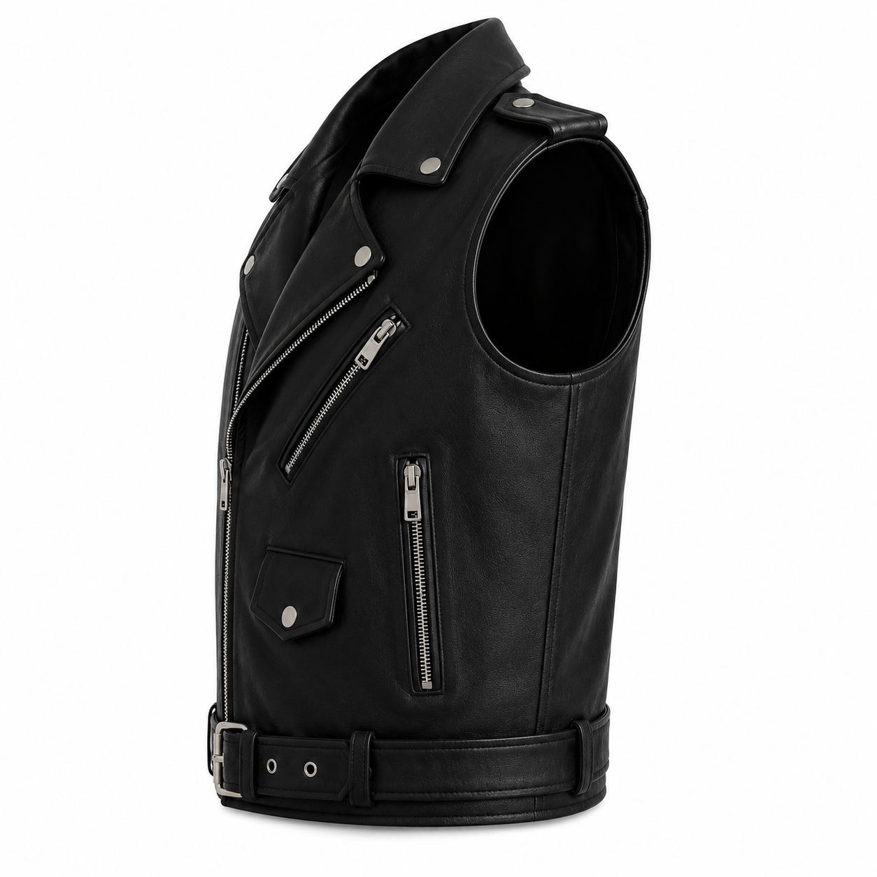 Women's Pink Leather Biker Vest