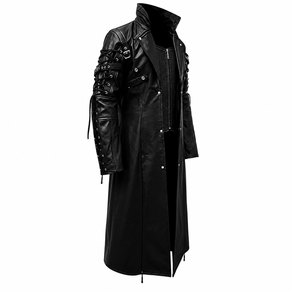 Gothic Leather Trench Coat
