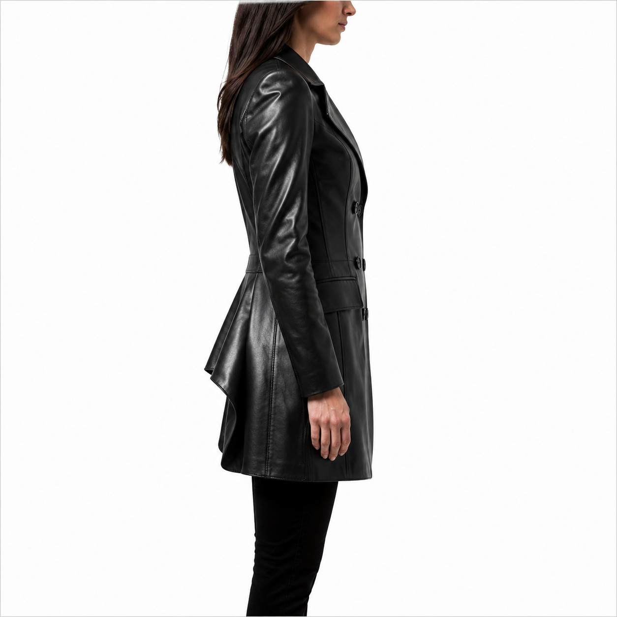 Women's Tailored Leather Trench Coat 