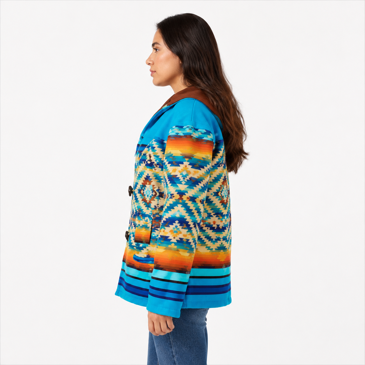 Women's Western Aztec Toggle Hoodie 
