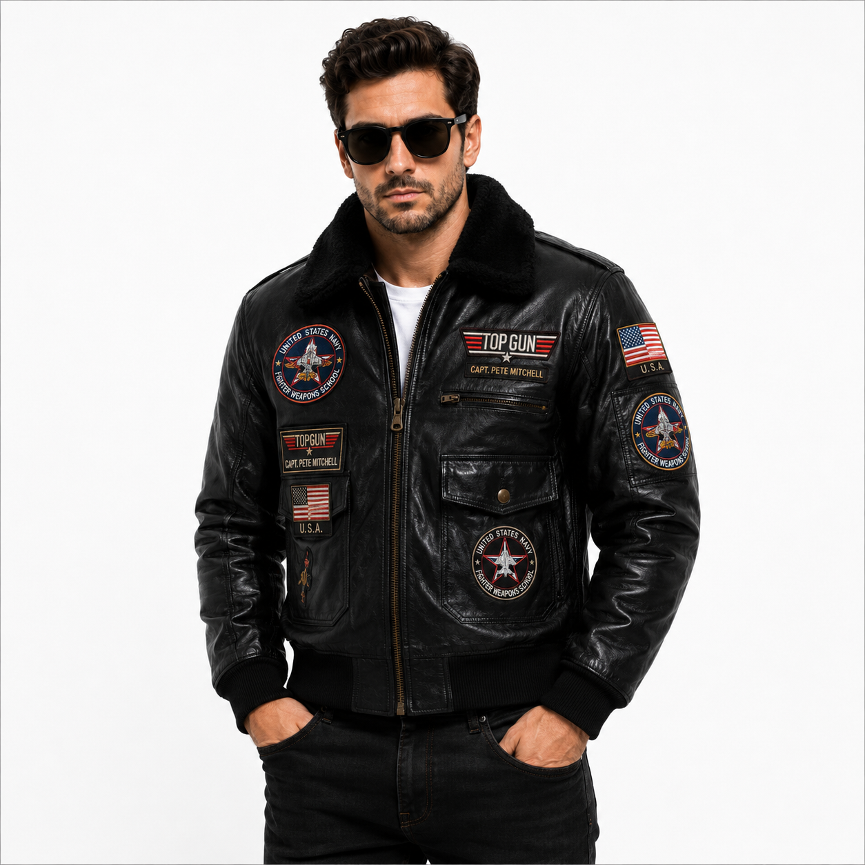 Men's Black Top Gun Maverick G-1 Leather Flight Jacket