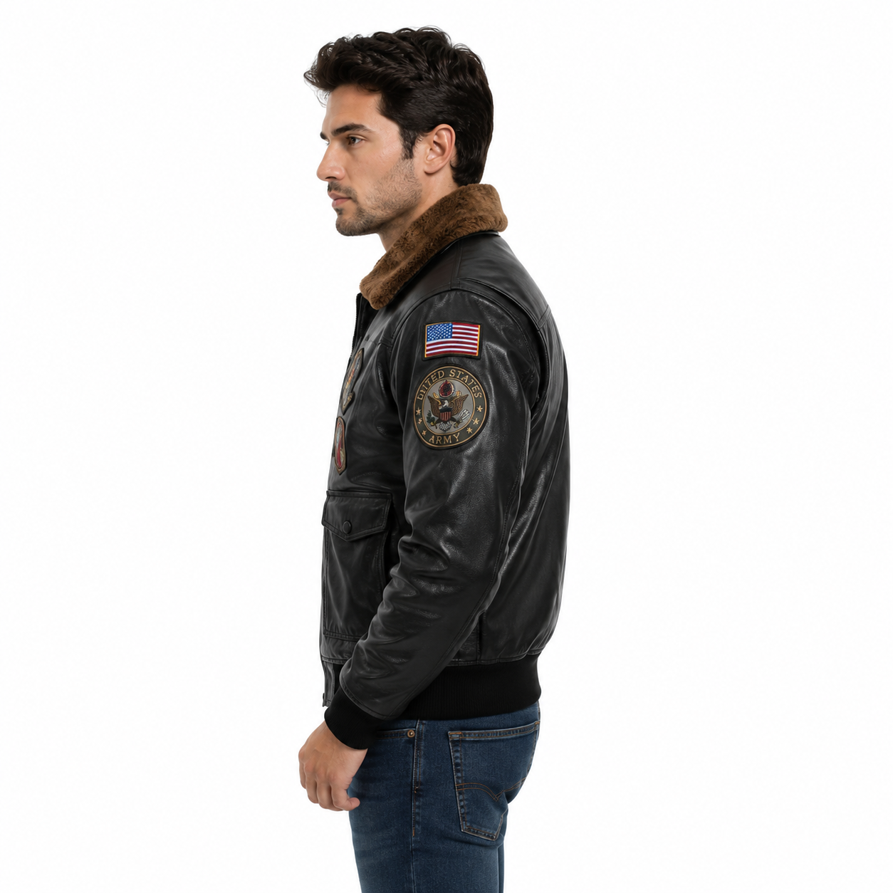 Men's Black G-1 Aviator Leather Flight Jacket