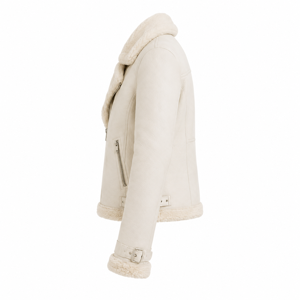 Women's Pink Shearling Aviator Jacket