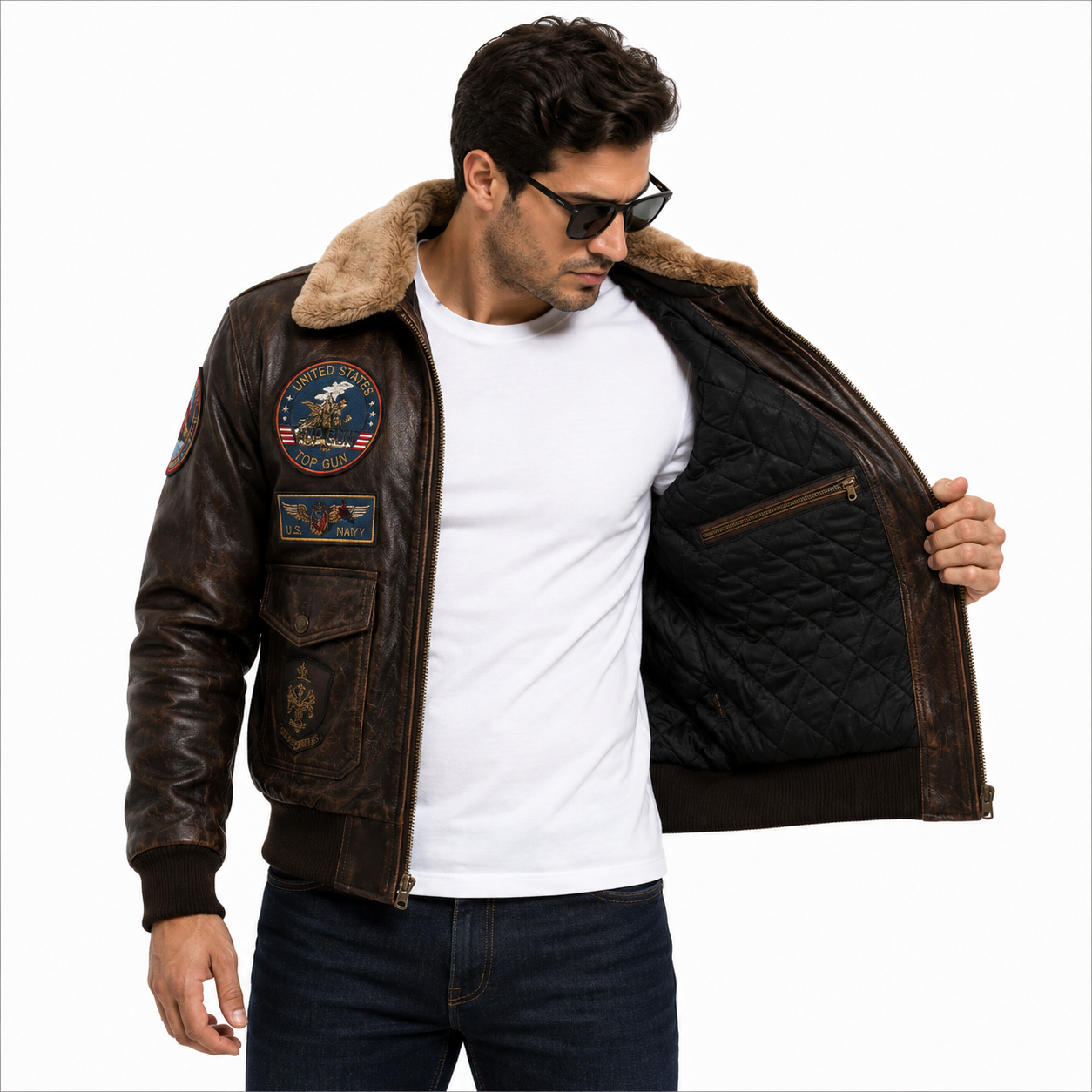 Men's Vintage Brown Top Gun G-1 Flight Leather Jacket