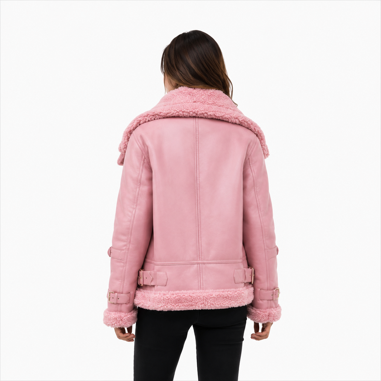 Velocite Oversized Leather Shearling Jacket