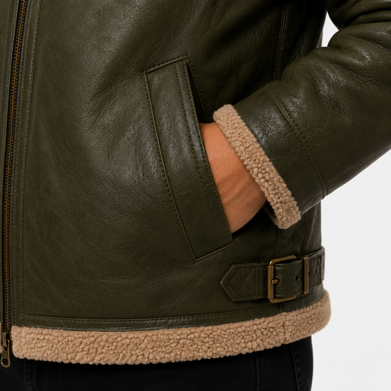 Men's Olive Green B-3 Aviator Jacket