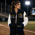 Black and White Los Angeles Rams NFL Varsity Jacket with Helmet Logo