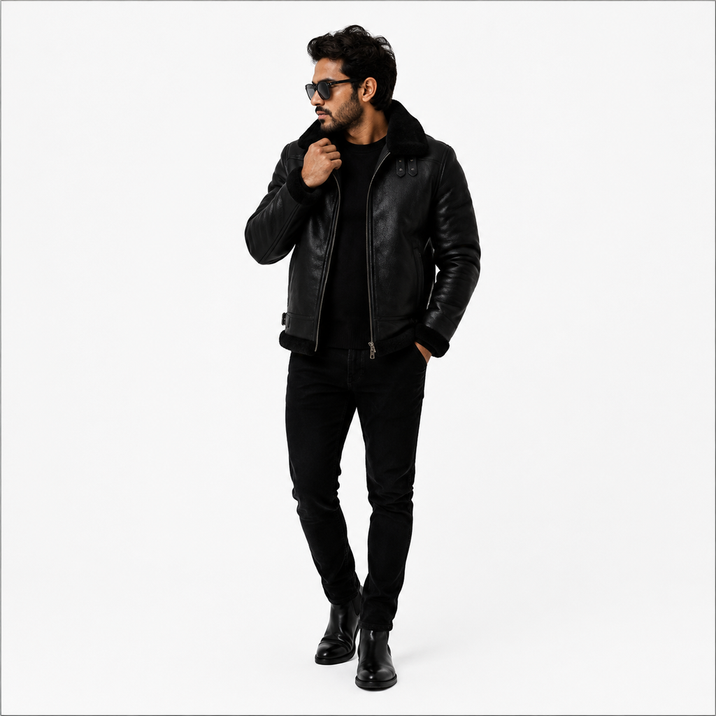 Men's Stealth Black Aviator Jacket
