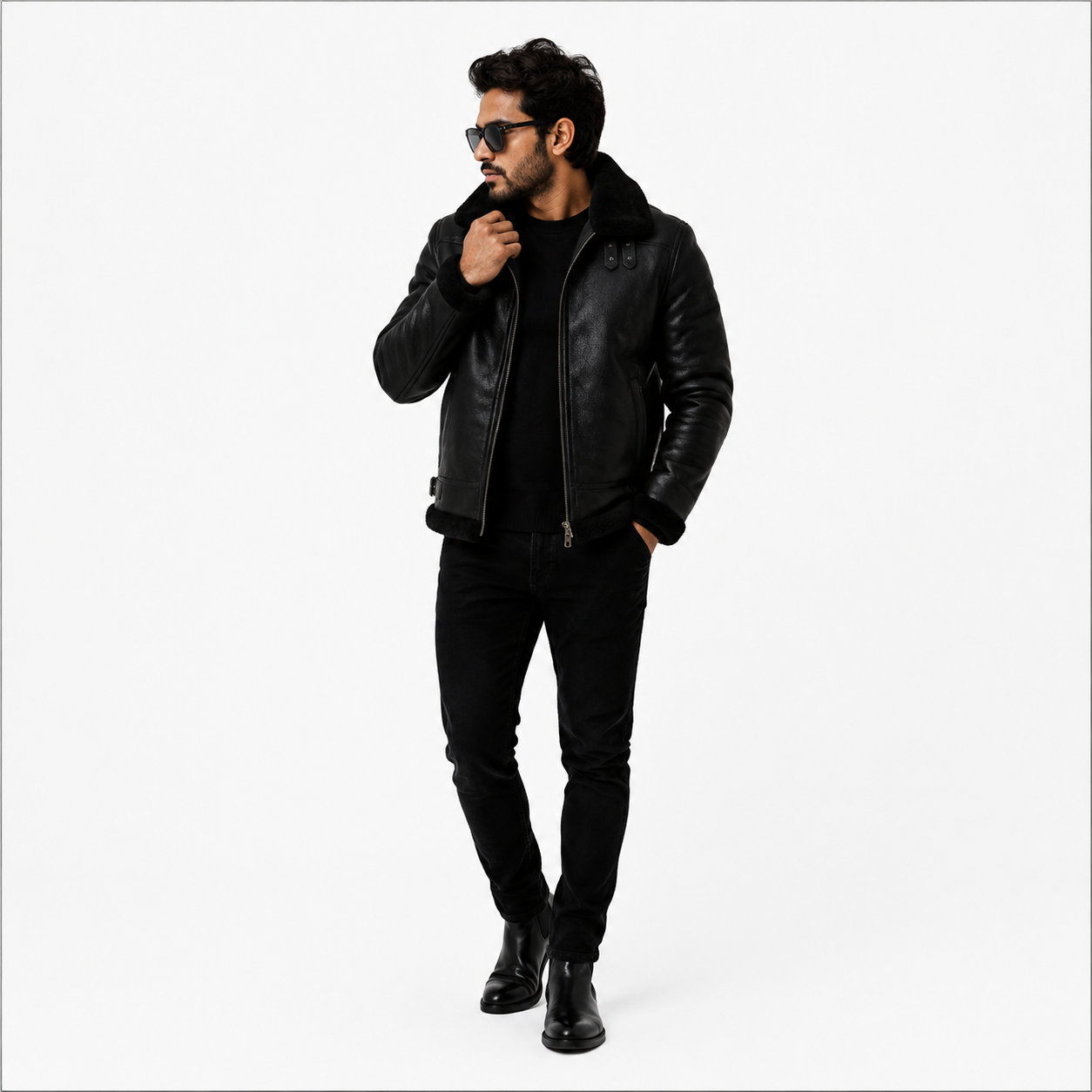 Men's Stealth Black Aviator Jacket