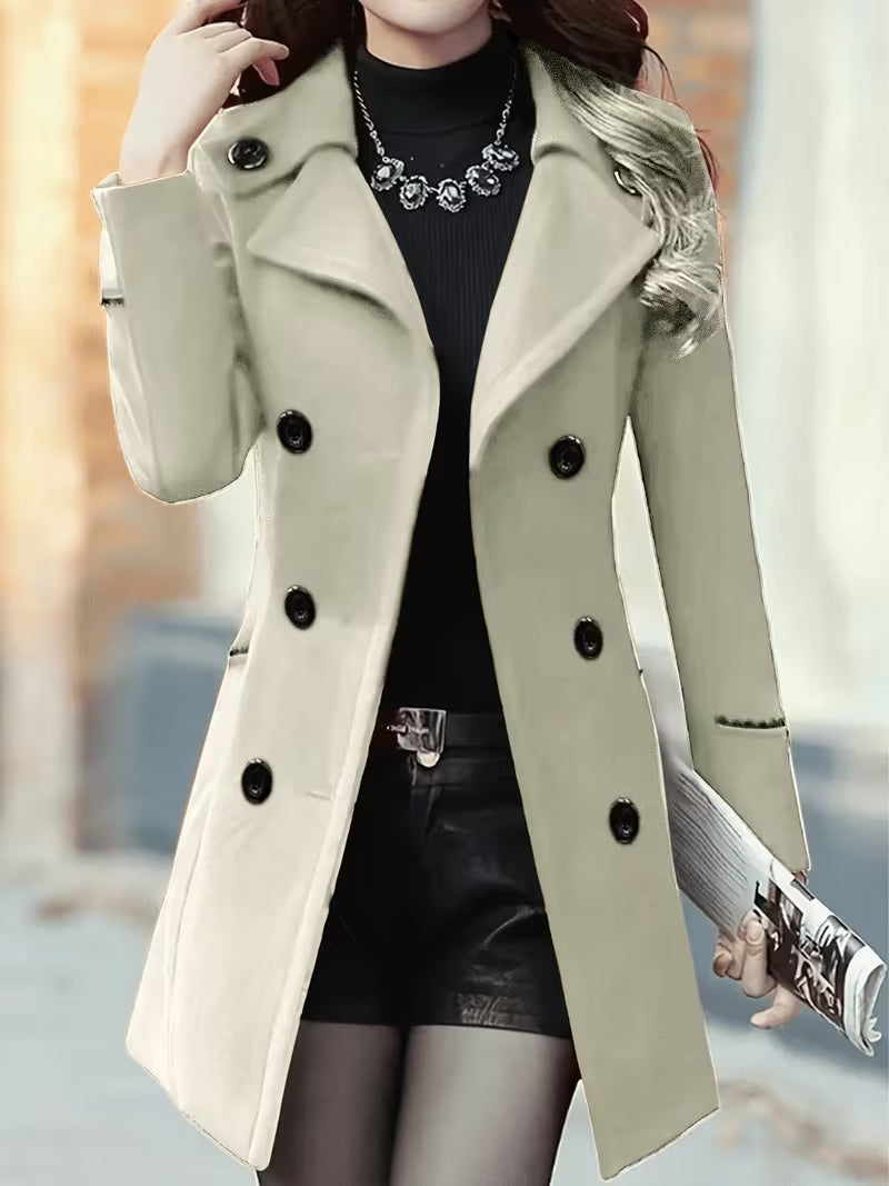 Double-Breasted Mid-Length Trench Coat
