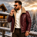 Men's Oxblood Red / Burgundy Leather Aviator Jacket