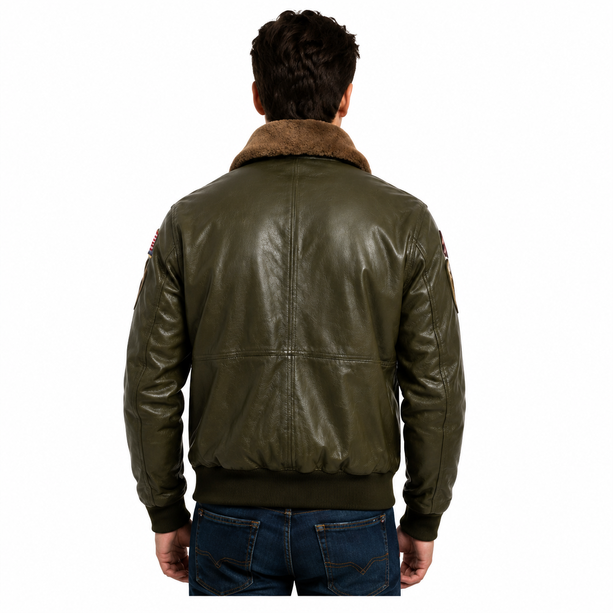 Men's Olive Green G-1 Aviator Leather Flight Jacket