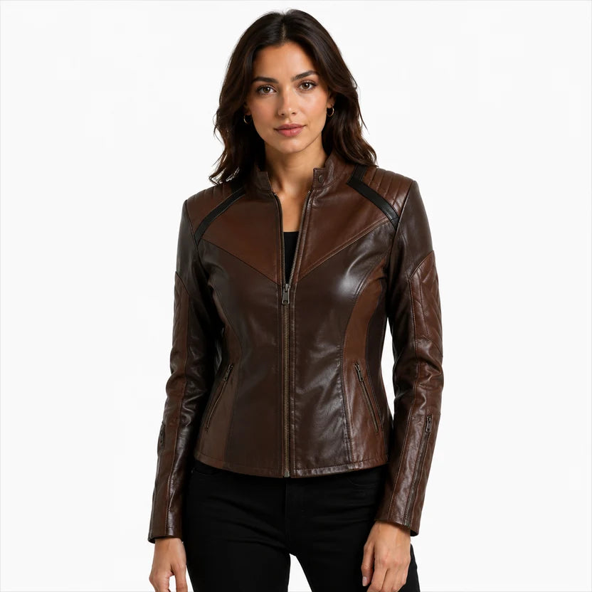 women's dark brown leather jacket