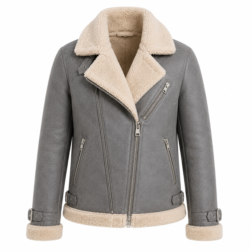 Women's Pink Shearling Aviator Jacket