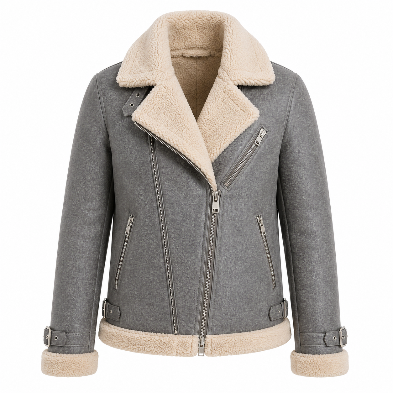 Women's Pink Shearling Aviator Jacket