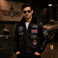 Men's Black Top Gun G-1 Aviator Leather Jacket