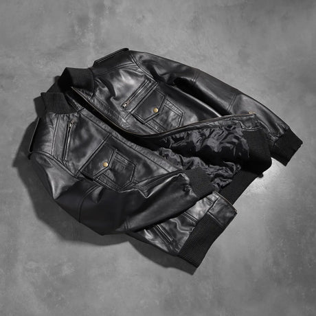Agent Shadow Brown Leather Bomber Jacket