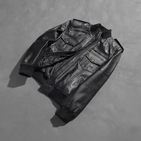 Agent Shadow Brown Leather Bomber Jacket