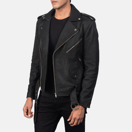 Allaric Alley Black Leather Biker Jacket