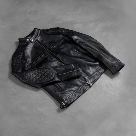 Gatsby Blue Leather Biker Jacket