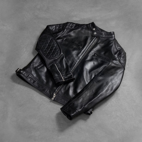Gatsby Blue Leather Biker Jacket