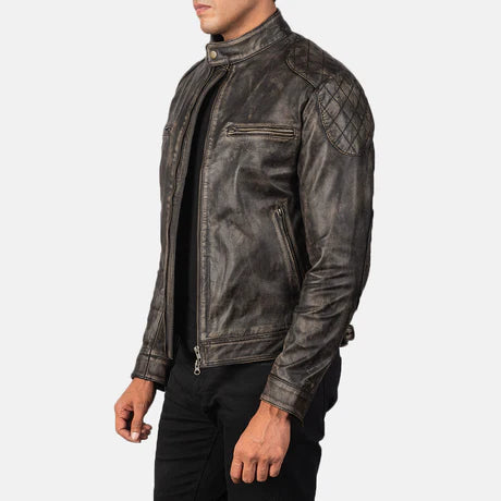 Gatsby Blue Leather Biker Jacket