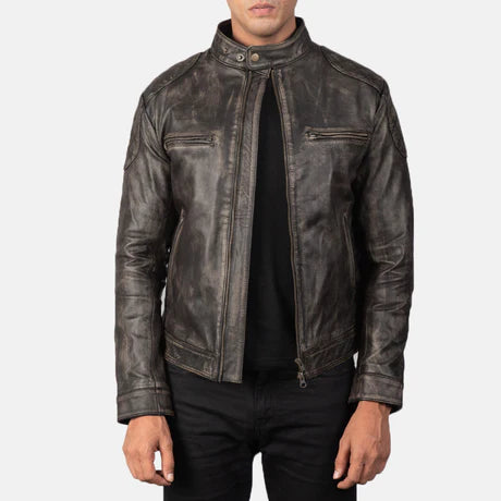 Gatsby Blue Leather Biker Jacket