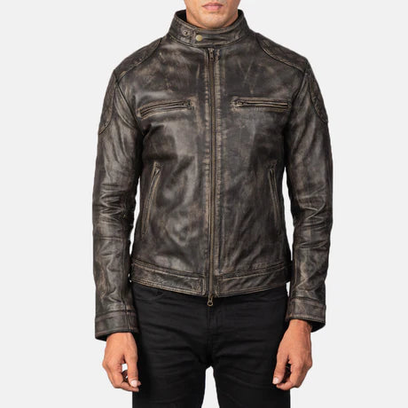 Gatsby Blue Leather Biker Jacket