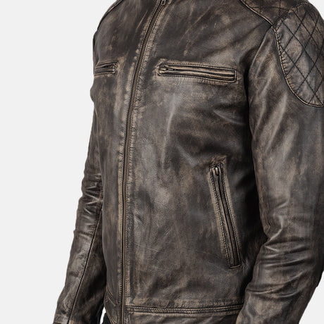 Gatsby Blue Leather Biker Jacket