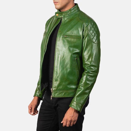Gatsby Blue Leather Biker Jacket