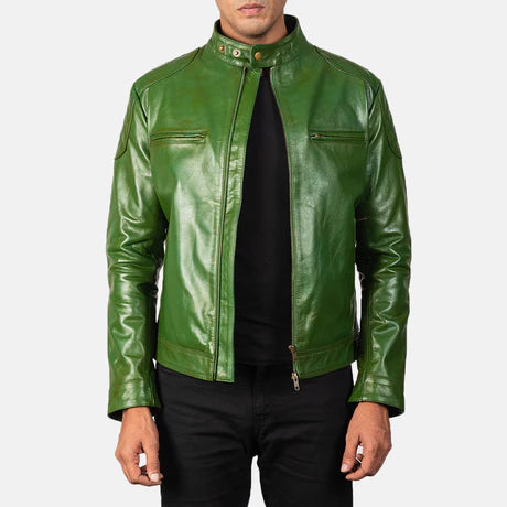 Gatsby Blue Leather Biker Jacket