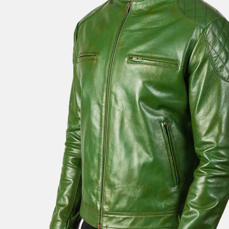 Gatsby Blue Leather Biker Jacket