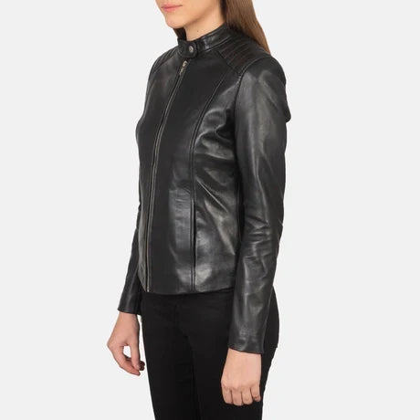 Women's Blue Genuine Leather Jacket