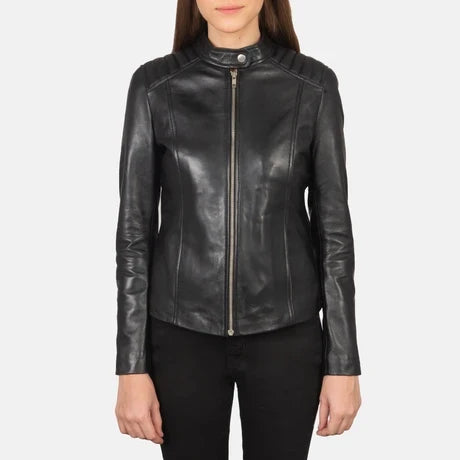 Women's Blue Genuine Leather Jacket