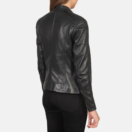 Women's Blue Genuine Leather Jacket