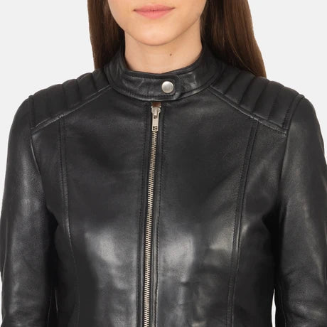 Women's Blue Genuine Leather Jacket