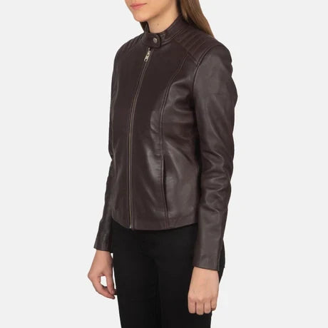 Women's Blue Genuine Leather Jacket