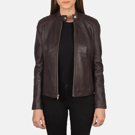 Women's Dark Brown Moto Leather Jacket