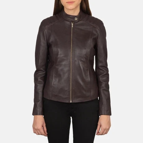 Women's Blue Genuine Leather Jacket