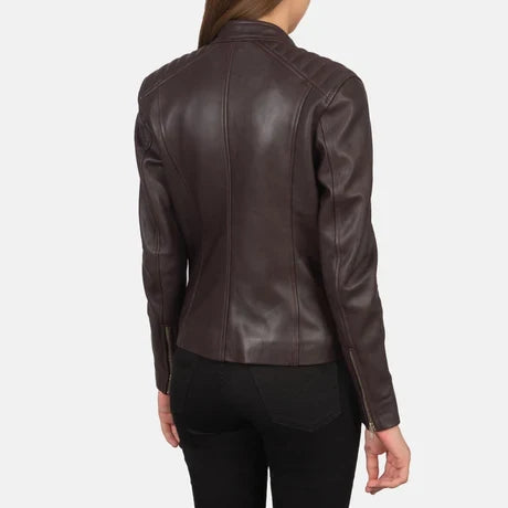 Women's Blue Genuine Leather Jacket