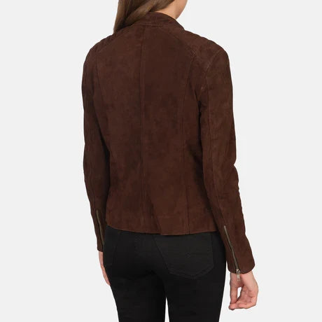 Women's Black Genuine Leather Cafe Racer Jacket