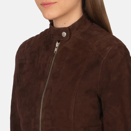 Women's Black Genuine Leather Cafe Racer Jacket