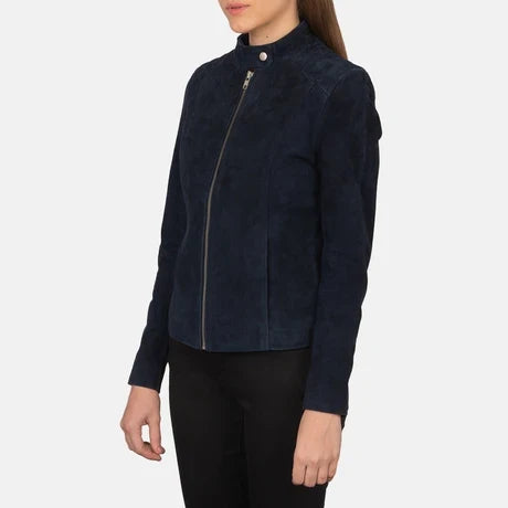 Women's Black Genuine Leather Cafe Racer Jacket