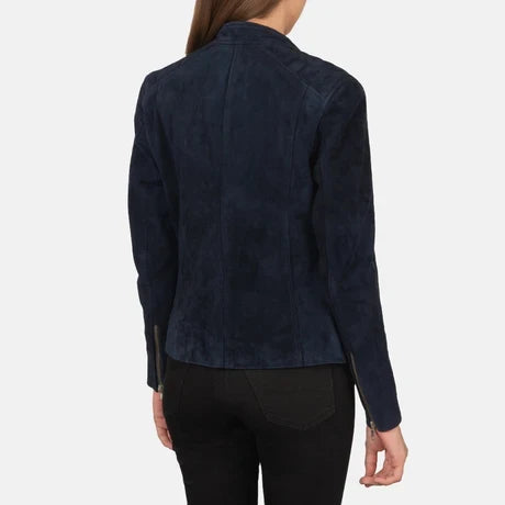 Women's Black Genuine Leather Cafe Racer Jacket