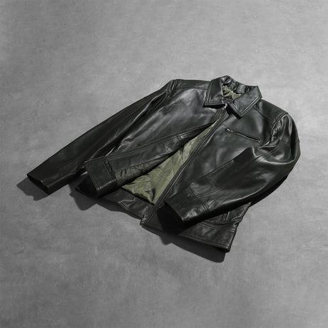 Lavendard Brown Leather Biker Jacket