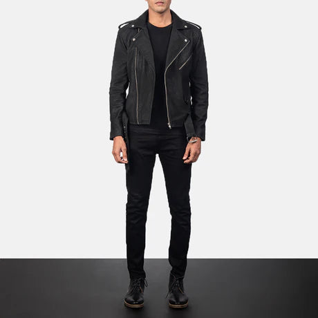 Allaric Alley Black Leather Biker Jacket