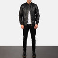 Avan Black & Maroon Leather Bomber Jacket