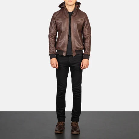 Bouncer Biz Black Leather Bomber Jacket