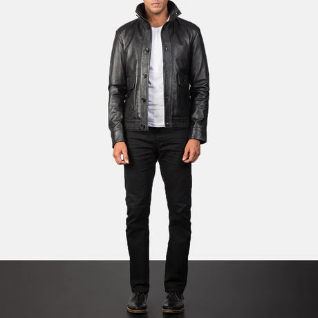 Columbus Brown Leather Bomber Jacket