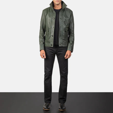 Columbus Brown Leather Bomber Jacket